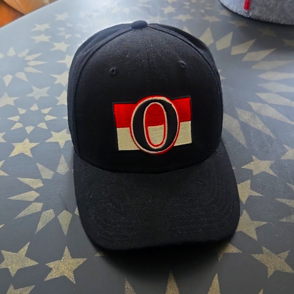 Reebok Black Ottawa Senators Cap with Red and White Logo